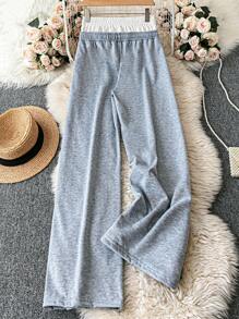 SHEIN EZwear 女士简约时尚休闲日常运动裤 - 灰色 - 查看 2