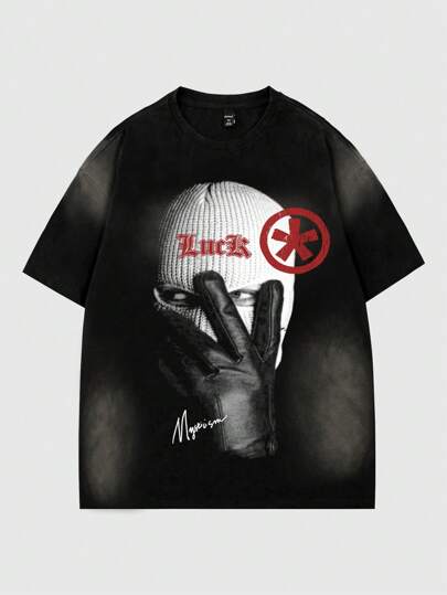 Street Life Men's Short Sleeve T-Shirt With Angel Graphic, Suitable For Daily Wear In Spring/Summer