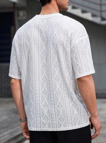 Manfinity CasualCool Camiseta de manga corta de hombre informal y versátil en color liso con textura