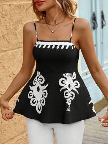 Breezaya Women's Elegant Black Patterned Camisole