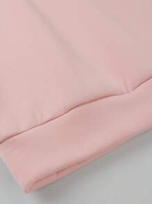 SHEIN LUNE 长袖字母印花连帽衫，休闲日常穿着，长袖上衣 - 粉色 - 查看 5