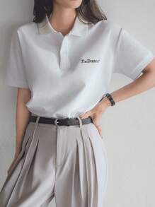 Dazy-Less 宽松休闲刺绣字母短袖T恤女士老款教师装