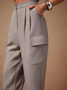 Hauture 夏季女士，女装，女式浅灰色卡普里西装锥形裤，带工装口袋，适合约会之夜、音乐会、演出、派对、俱乐部、晚会、音乐节