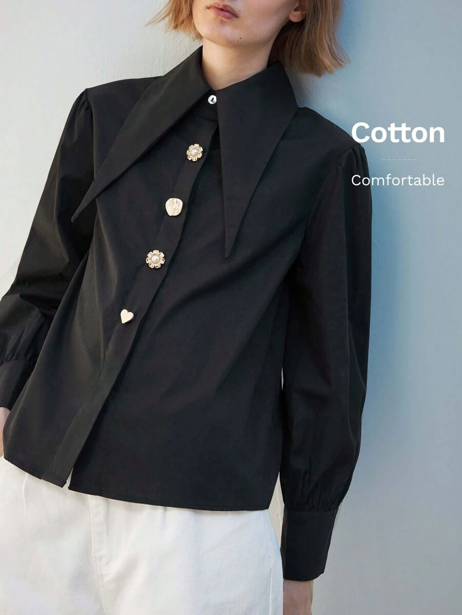 Maija Solid Button Front Shirt