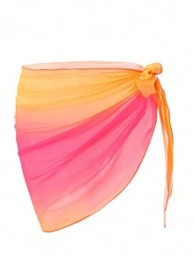 SHEIN Swim Conjunto de falda con cobertura de malla degradada (estampado, aleatorio) para playa y vacaciones de verano