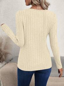 EMERY ROSE Button Decoration Long Sleeve T-Shirt Fall Cloth For Women