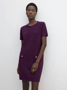 BizChic Robe droite en tricot pourpre, nouveauté été 2025, tenue de bureau décontractée pour le trajet quotidien élégant