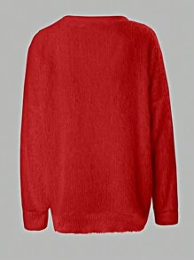 Damen Lässig Pullover mit Perlen Dekor, Herbst/Winter
