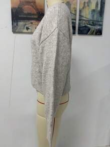 Chiquease Cardigan court décontracté à manches longues et décontracté avec encolure ronde et épaules tombantes pour femmes, automne hiver
