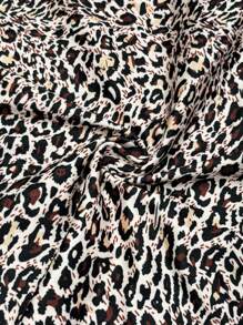 Chiquease 女式豹纹不对称肩部夏季时尚衬衫