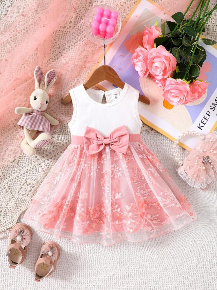 فستان أبيض أكمام بدون أكمام للبنات الرضع في الصيف،...