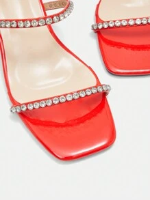 CUCCOO CURVES Wide Fit Women Simple Style Open-Toe High Heel Sandals Spring Shoes Spring Break Easter - Red - View 5