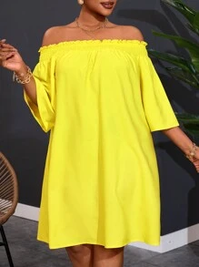 Slaydiva Plus Size Damska Elegancka Sukienka Z Odkrytymi Ramionami, Do Pracy Na Wakacje, Wakacyjna, Ołówkowa