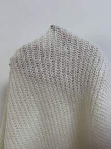 EMERY ROSE Suéter de cuello de barco, manga de murciélago, tejido acanalado, para otoño e invierno - Blanco - Ver 7