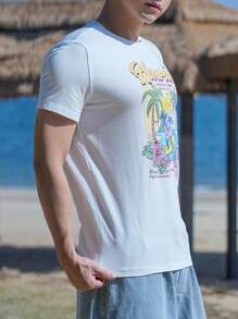 DAZY Summer Beach Holiday Graphic Print Men T-Shirt, Casual Design