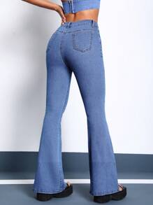 SHEIN PETITE Lässige, ausgewaschene Slim Flare Leg Jeans