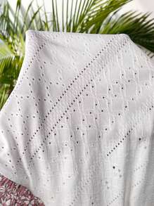 SHEIN 孕妇撞色花卉印花圆领短袖束腰连衣裙