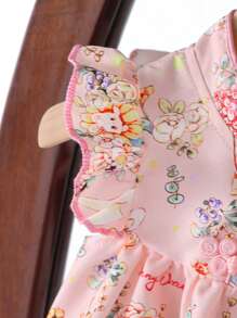 女宝宝春夏休闲优雅简约大方可爱趣味经典兔花印花连体裤 - 彩色 - 查看 3