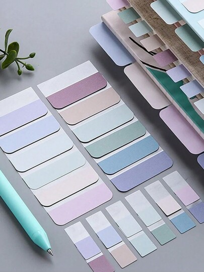 60/120/240PCS Etiquetas adesivas de índice, etiquetas de arquivo graváveis e reutilizáveis, marcadores de página coloridos, usados para leitura de notas, livros e classificação de arquivos (guias de índice), acessórios de mesa, mesa de estudo