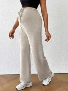 SHEIN Pregnant Women Front Tie Casual Loose Fit Maternity Pants, Daily Wear