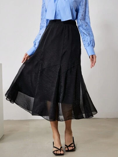 EastFlair 女士纯色网眼拼布宽松休闲裙，适合度假