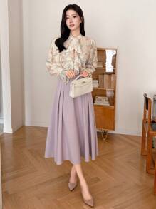 DAZY Women Floral Print Ruffle Flared Sleeve Blouse,Fall Women Clothes Long Sleeve Top