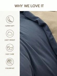 Set de ropa de cama de 2/3 piezas con funda nórdica y 1/2 fundas de almohada de tono bicolor - Juego de ropa de cama moderna de todas las temporadas para el hogar