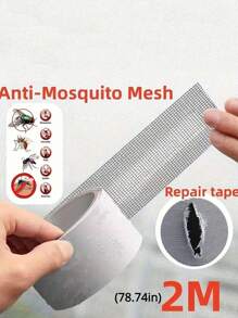 SHEIN "Waterproof Self-Adhesive Window Screen Repair Tape, Anti-Insect Mesh Patch For Dorm Doors/Curtains, Strong Adhesive Repair Tape For Torn Screens, 2M/78.74INCH Length "