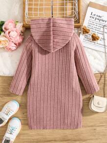 Girl's Cat Pattern Hooded Knit Dress