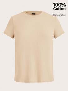 SHEIN BASICS Của phụ nữ Ngắn tay Áo thun - Màu be - Xem 1