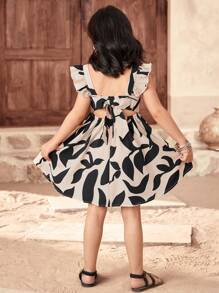 SHEIN Vestido sin espalda y sin mangas con estampado floral diminuto, informal y apropiado para vacaciones para niña joven