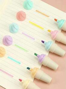 6 pezzi Mini evidenziatori portatili a forma di cono dolce, fluorescenti, per il ritorno a scuola