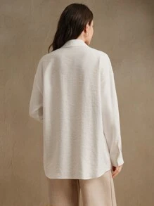 Anewsta Camisa de mujer con cuello versátil de encaje soluble y empalme hueco, para primavera/verano