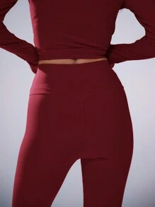 Musera Sport High Waist Leggings, Padel, Tennis, Pickleball Gym Fitness - Burgundy - View 5