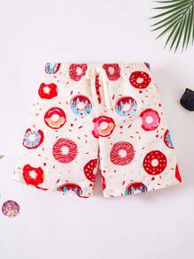 SHEIN Leap Crew 1 Piece Young Boys Boys Casual Sportswear With Macron Cartoon Donut Pattern Swimsuit Shorts Kids Outfits Young Boy Clothes Back To School Boys Set Suitable For Outdoor Swimming Kids Bathing Suits Suitable For Daily Use Suitable For School Suitable For Travel Suitable For Sports Suitable For Spring, Summer - Multicolor - View 2