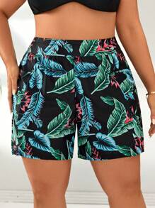 Swim SPRTY 夏季大码女式随机印花高腰宽松沙滩短裤，适合泳装下装 - 彩色 - 查看 5