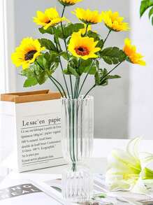 1pc Nordic Glass Vase Colored Transparent Flower Arrangement Container Plant Hydroponic Flower Vase Desktop Ornament Home Decoration Back To School Room Decor School Supplies - Multicolor - View 10