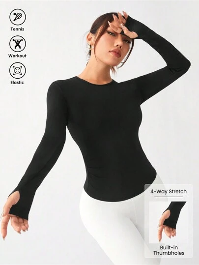 Easithlete Andningsbar Twist Front Sports Tee Compression Shirtworkout Linne