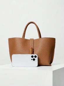 Vintage-Stil kleine Handheld gewebte Korb Tasche für Frauen, High-End und einzigartig, Frühling/Sommer Mode, kann auf Schulter oder Cross-Body getragen werden - Braun - Übersicht 4