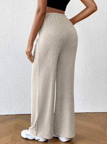 SHEIN Pregnant Women Front Tie Casual Loose Fit Maternity Pants, Daily Wear