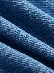 SHEIN MOD Women's Denim Sleeveless Halter Cropped Top, Blue, Casual Fitted, Vintage