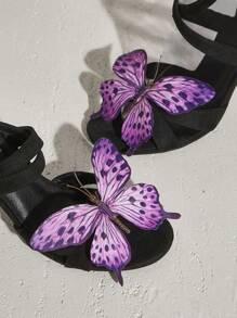 SHUZIA Tacón de aguja alto con cordones de encaje negro y mariposa de moda para mujer - Negro - Ver 2