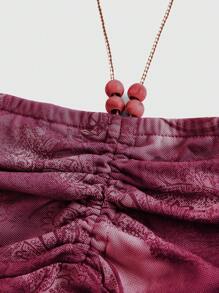 ROMWE Fairycore Top de tirantes con cuello halter, dobladillo asimétrico y estampado de paisley para mujer