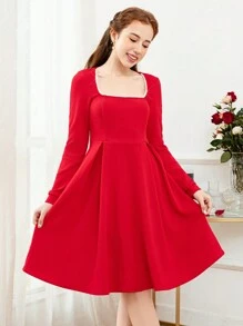 Teen Girls' Fashion Elegant Rhinestone Decorated Red Dress