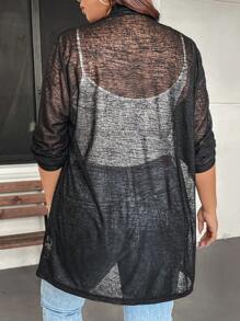 SHEIN LUNE Chaqueta liviana cortaviento ajustable de SHEINLUNE para mujer talla grande, adecuada para primavera y otoño, uso en oficina, vestimenta casual de negocios, habitaciones, primavera, verano, playa, atuendo de crucero, blusas para salir, camisetas de verano bohemias para maestras
