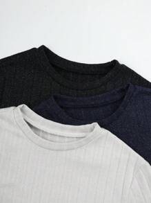 SHEIN LUNE 女士圆领短袖修身 T 恤，简约休闲日常穿着 - 彩色 - 查看 3