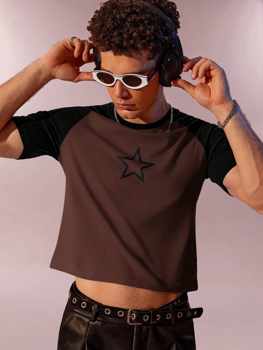 Manfinity Hypemode Men's Pentagram Printed Casual Crew Neck Short Sleeve T-Shirt