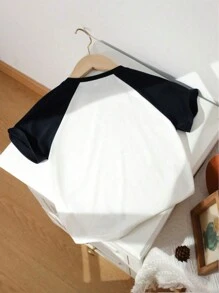 Young Girls Contrast Car Logo Print Short Sleeve T-Shirt