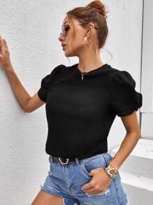 SHEIN Clasi 泡泡袖上衣 - 黑色 - 查看 5