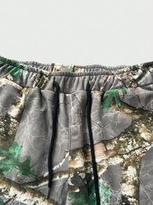 PAVTROS 男式松紧腰印花前系带休闲直筒运动裤 - 彩色 - 查看 4